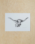 Longhorn Linocut Print
