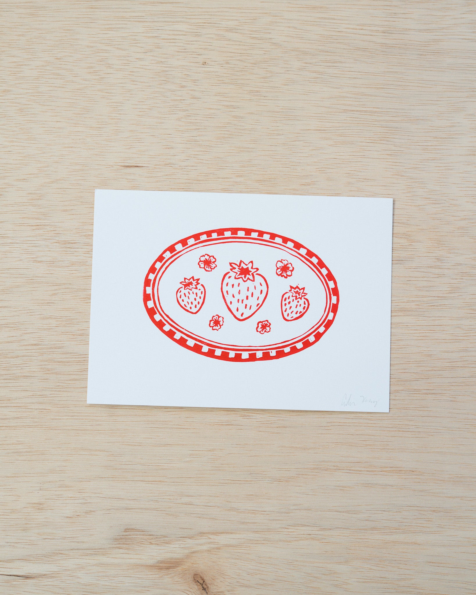 Strawberry Linocut Print