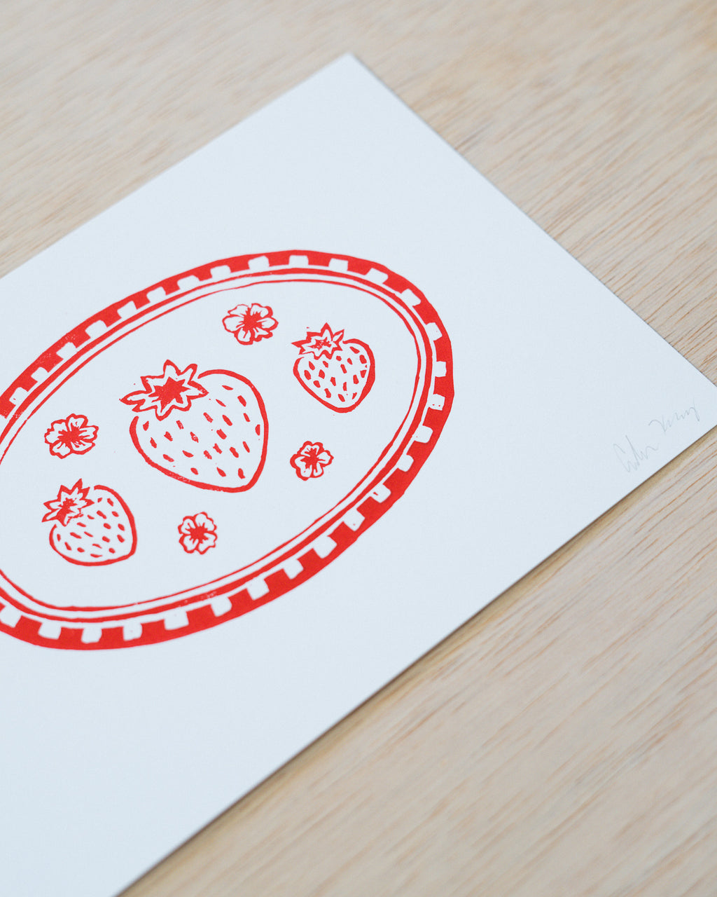 Strawberry Linocut Print