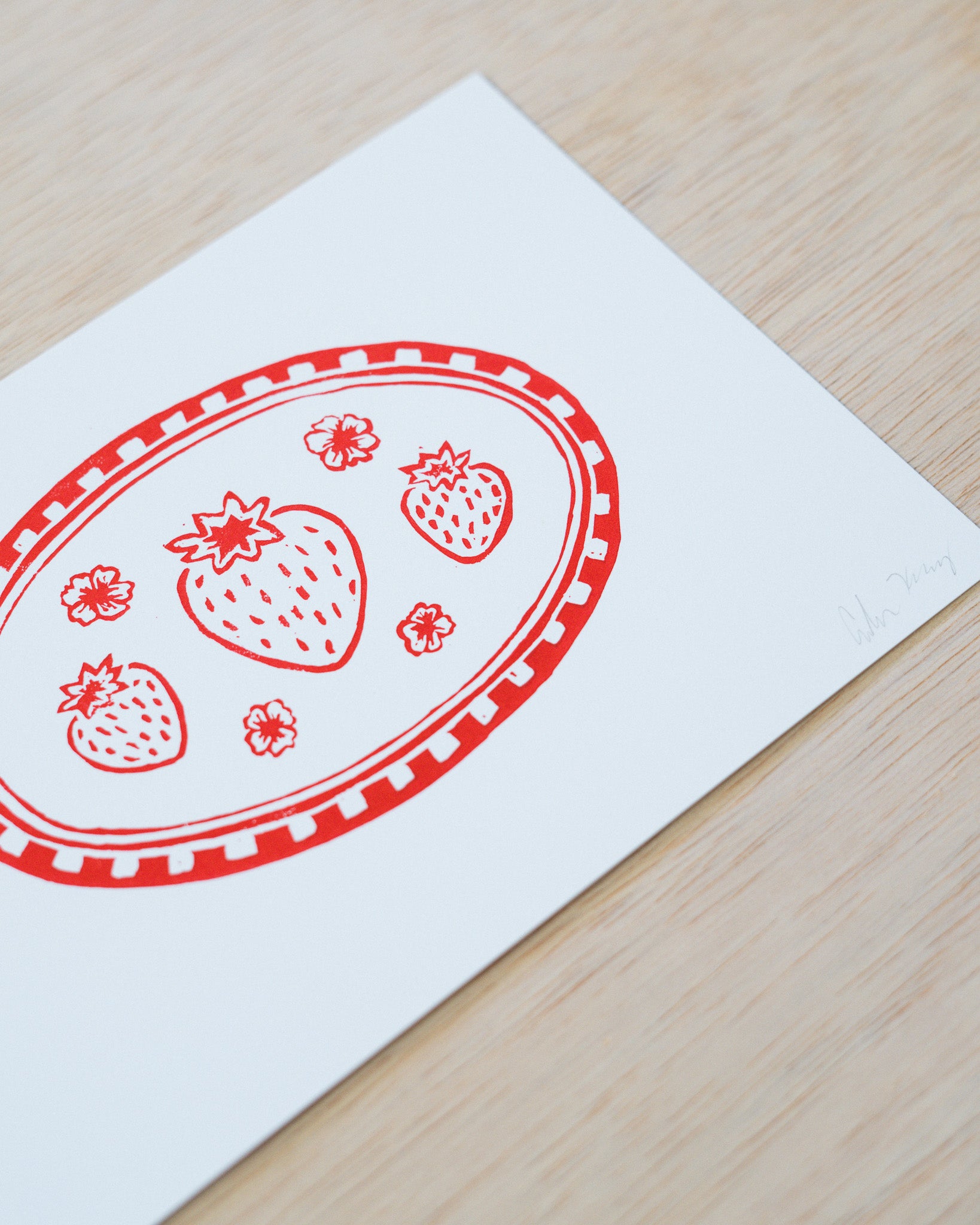 Strawberry Linocut Print