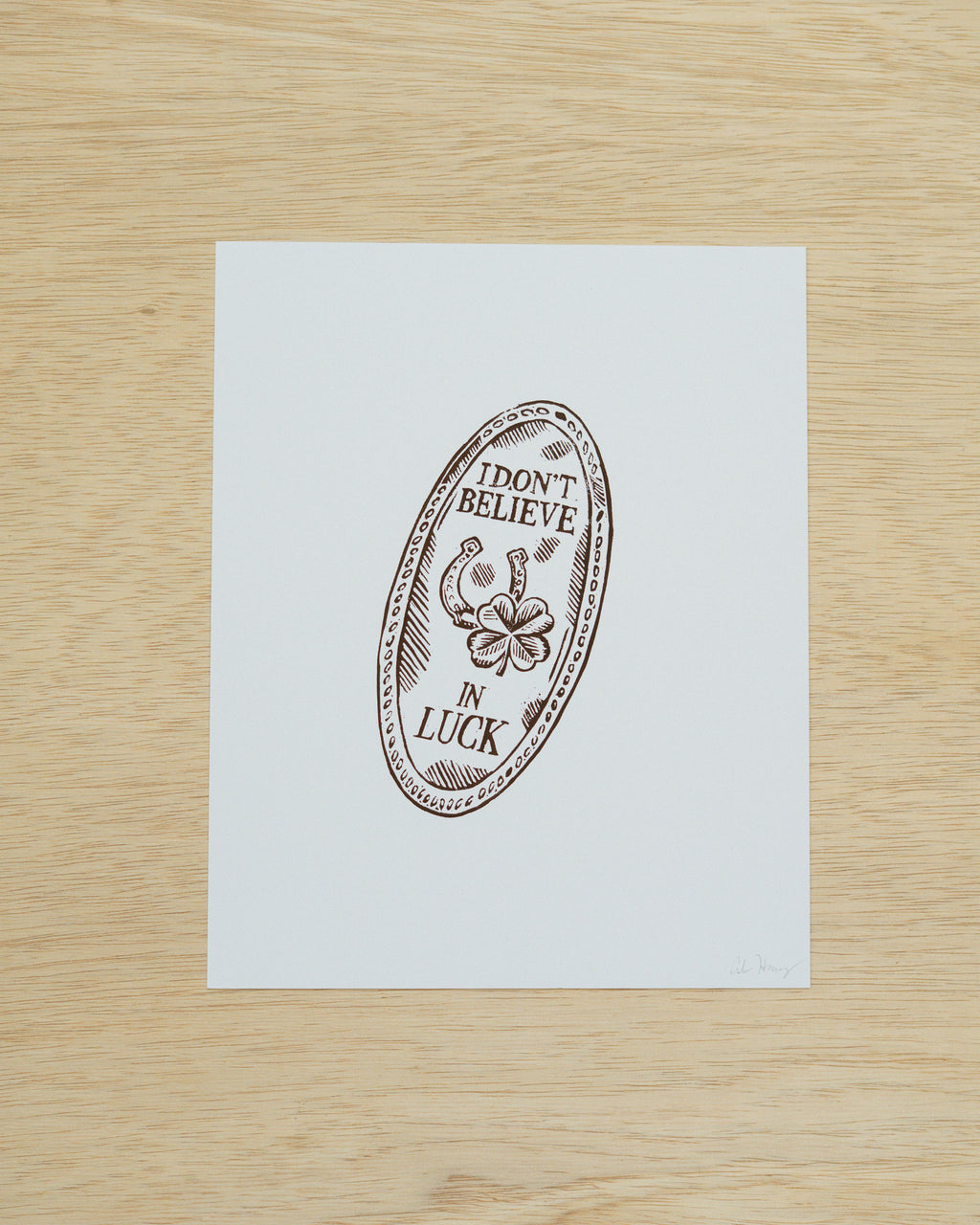 Lucky Penny Linocut Print