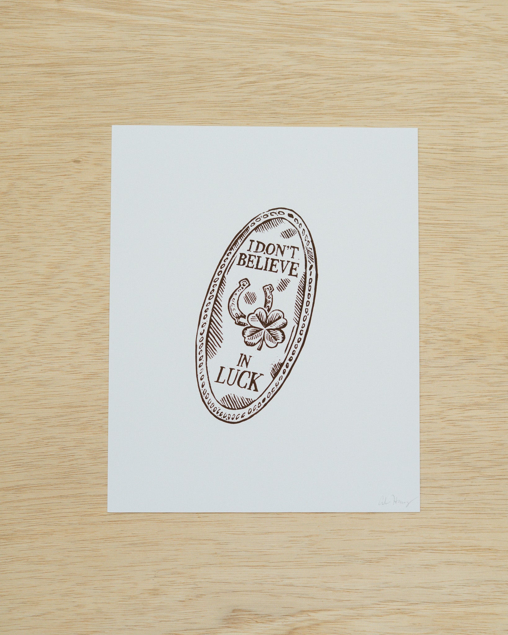 Lucky Penny Linocut Print