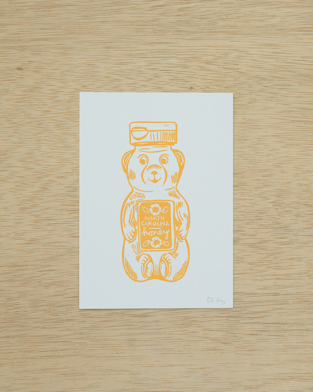 North Carolina Honey Linocut Print