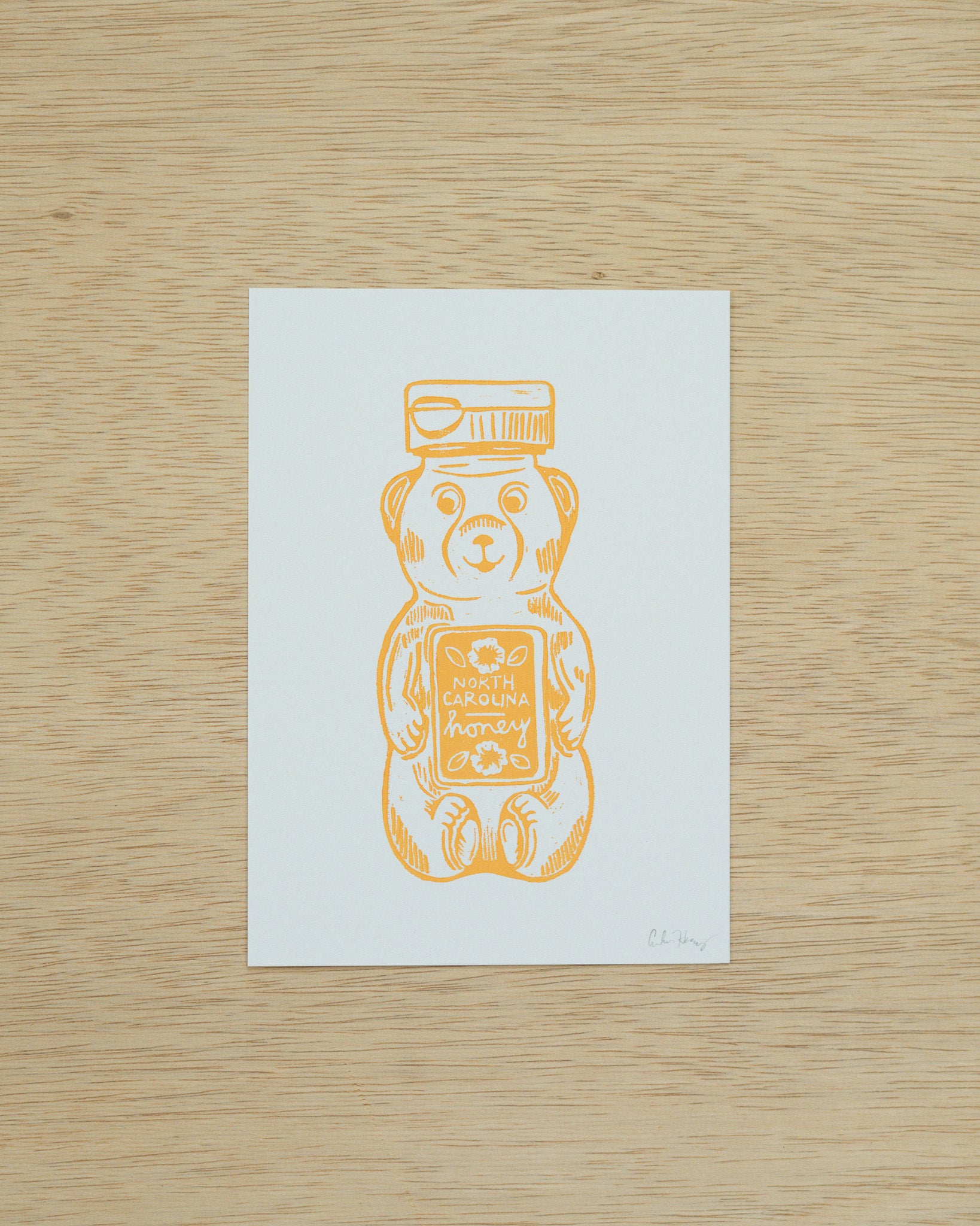 North Carolina Honey Linocut Print