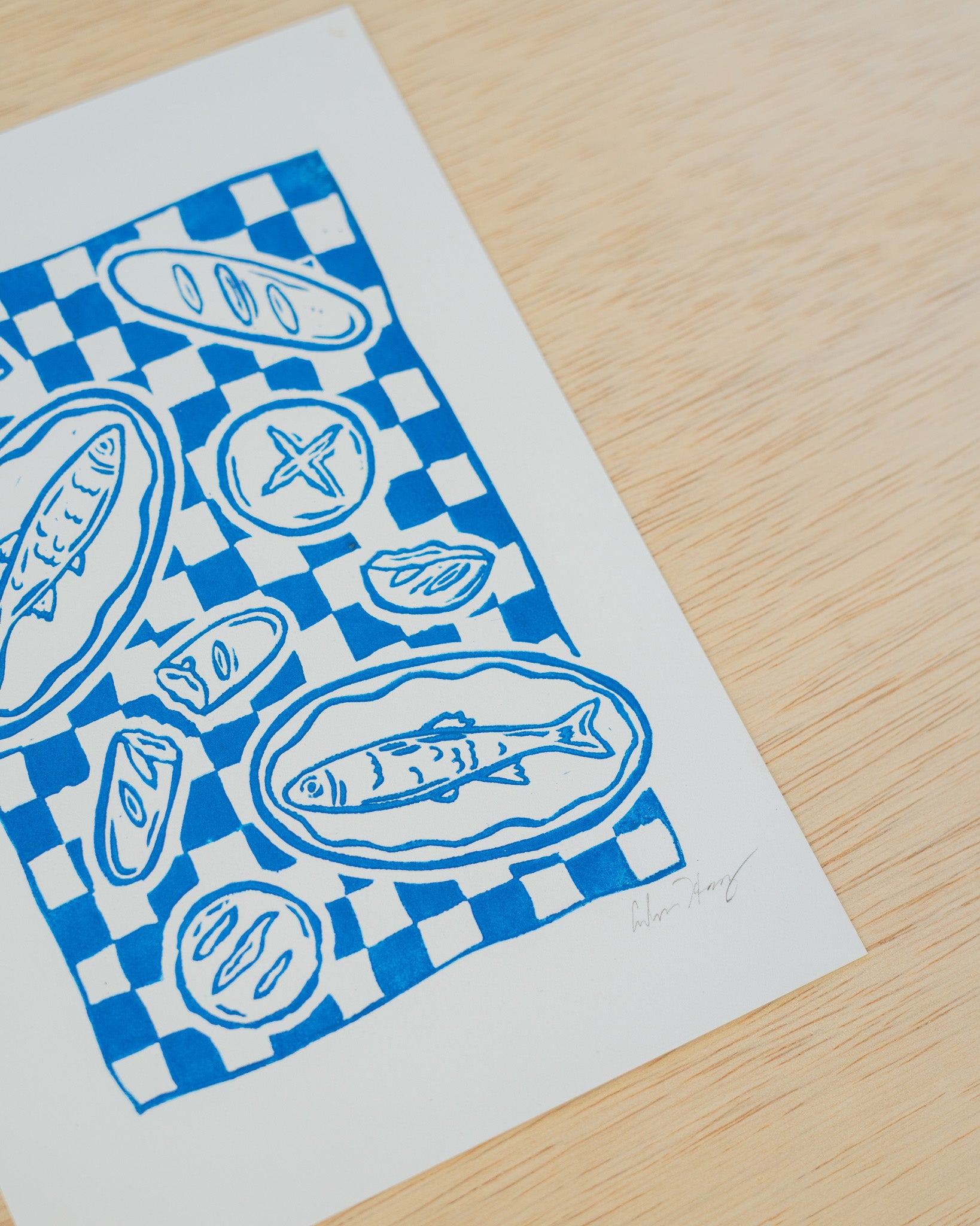 Fishes and Loaves Linocut Print