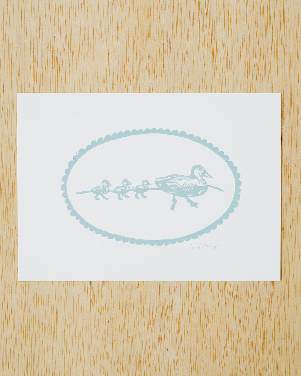 Mama Duck and Ducklings Linocut Print