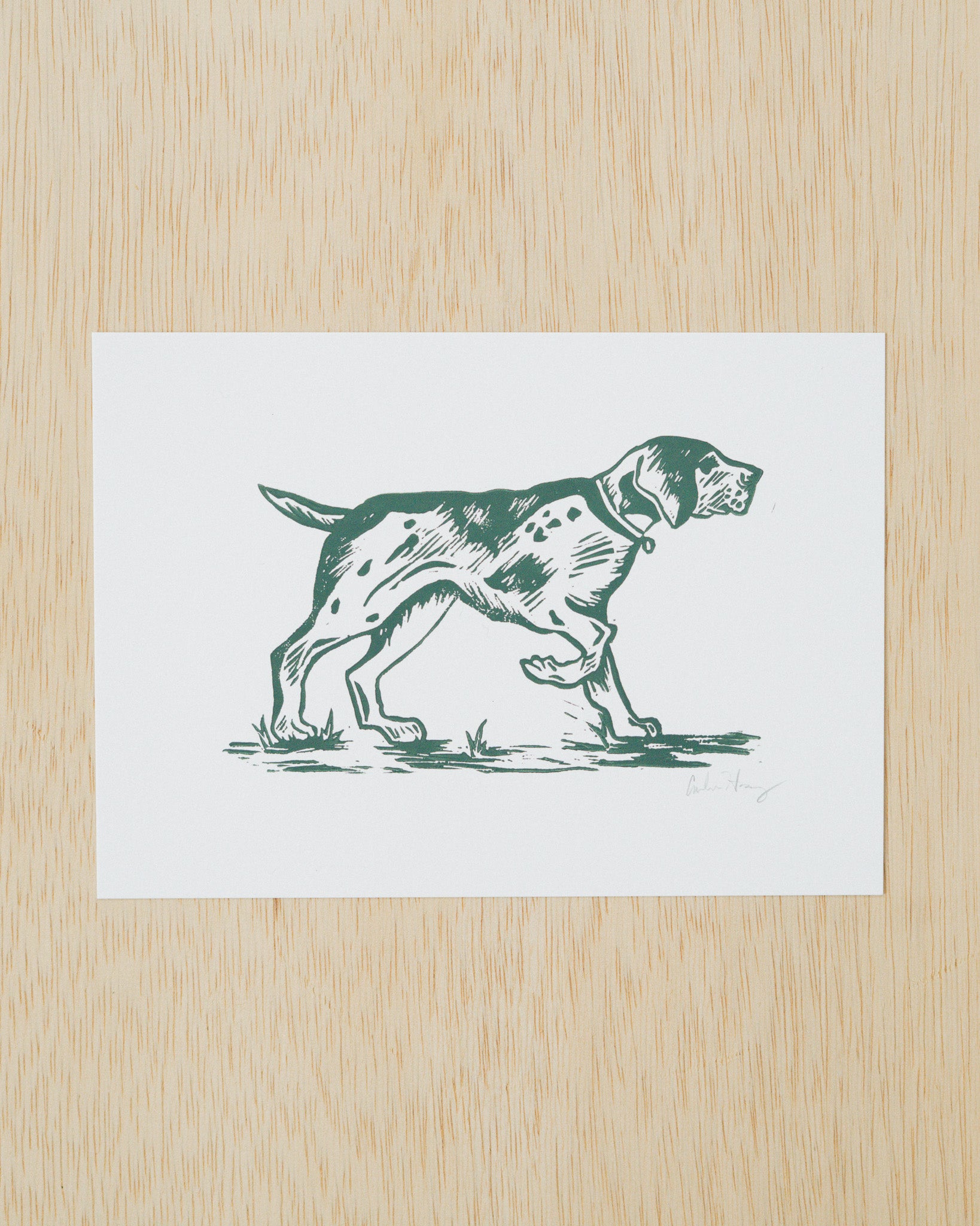 Hunting Dog Linocut Print