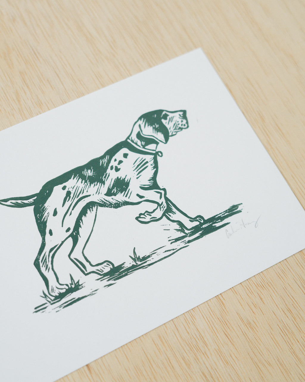Hunting Dog Linocut Print