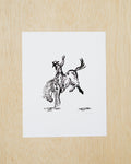 Bucking Bronco Linocut Print