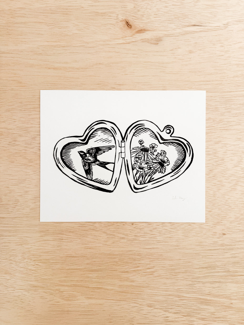 Locket Linocut Print