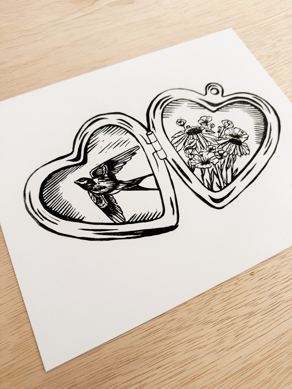 Locket Linocut Print