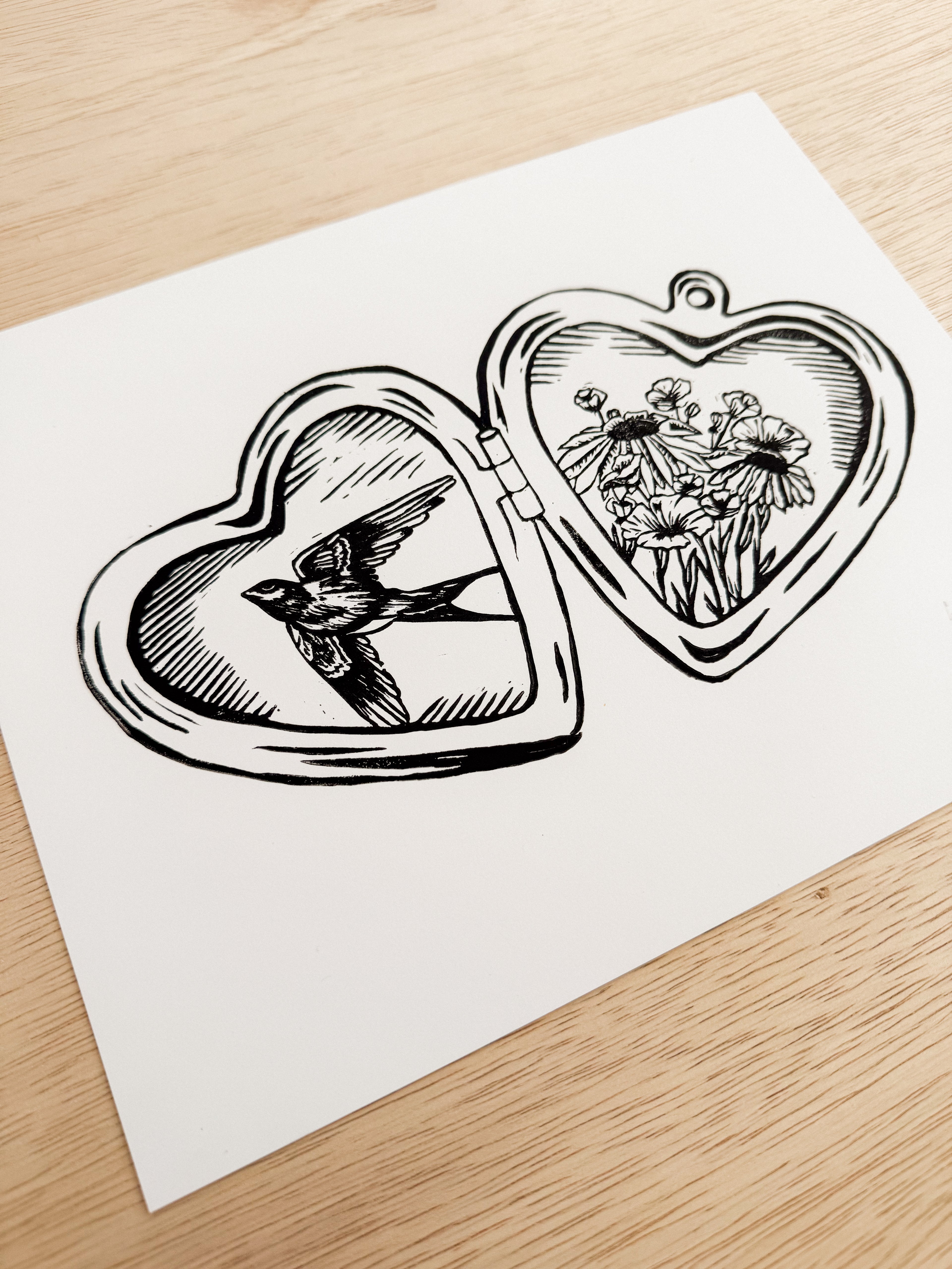 Locket Linocut Print