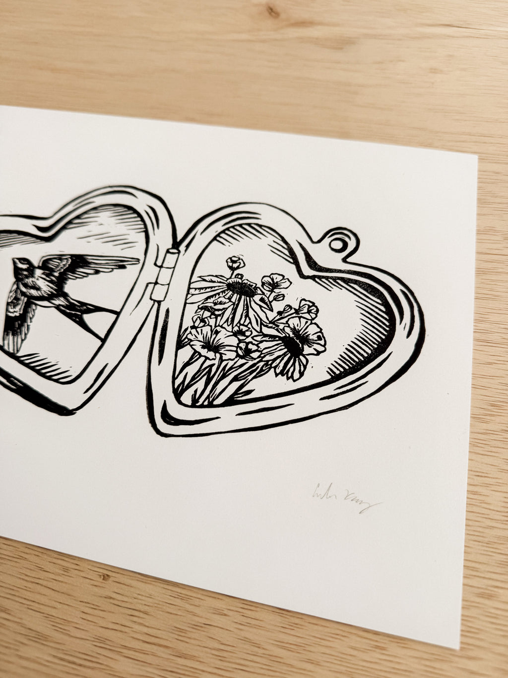 Locket Linocut Print