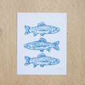 Three Fish Linocut Print